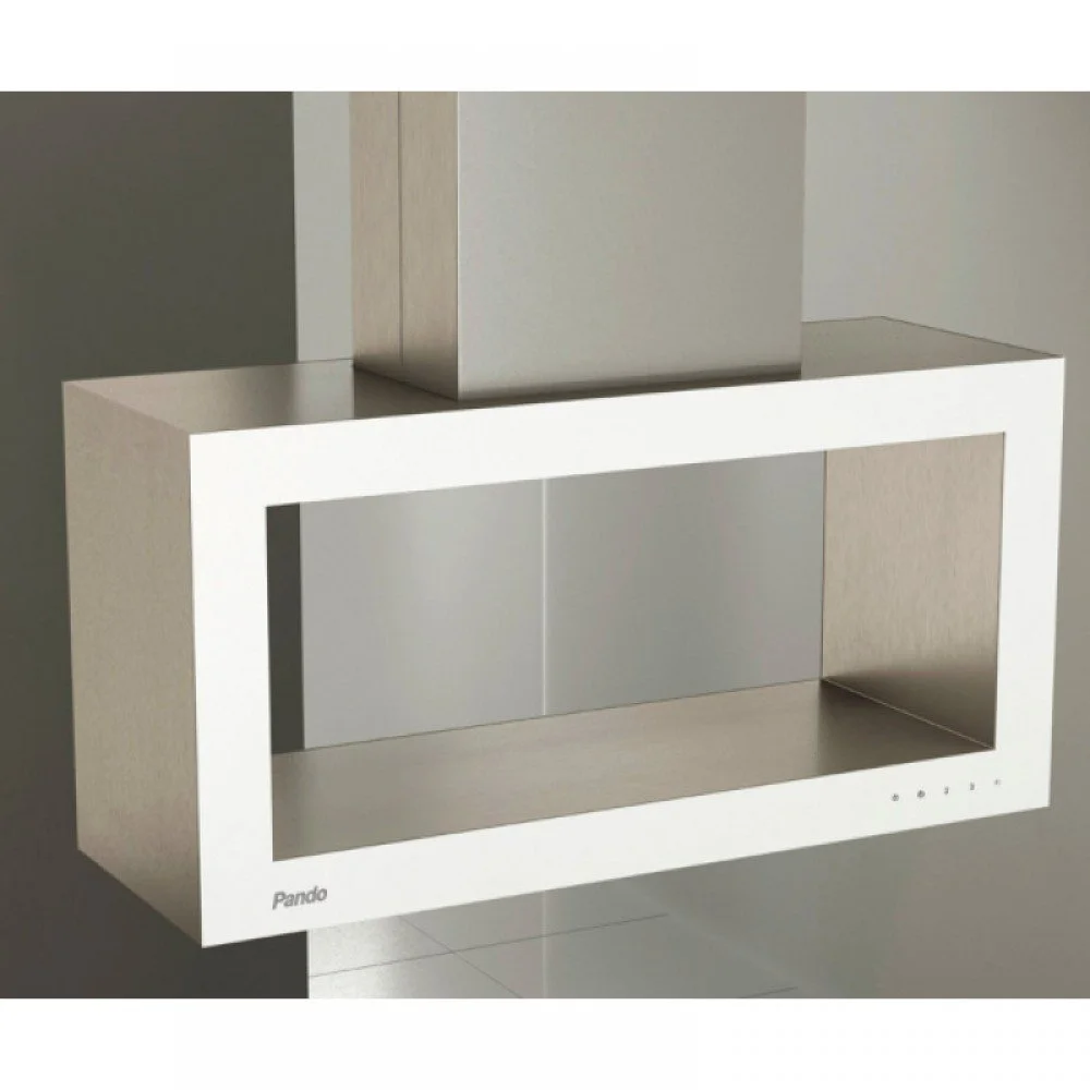 Вытяжка PANDO I-960/100 INOX - CRISTAL BLANCO BRILLANTE V.1250 ECO SEC