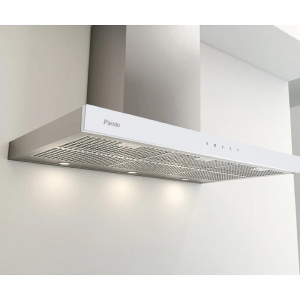 Вытяжка PANDO P-826/90 INOX - TOUCH CRISTAL BLANCO V.750 SEC