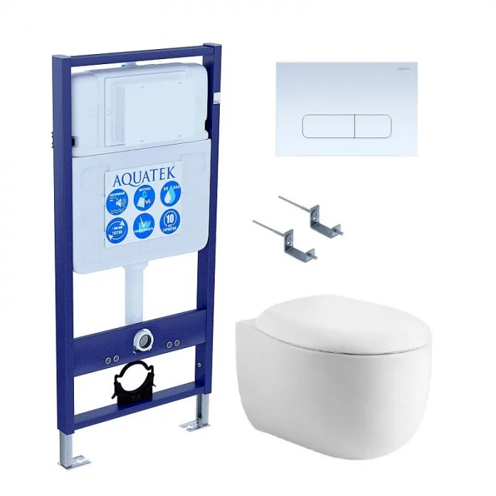 Комплект AQUATEK SET АЛЬТАИР cm-013 4в1 (рама Standard INS-0000012+крепеж KKI-0000002+кнопка KDI-0000013+унитаз Альтаир AQ1980-00 с сиденьем)