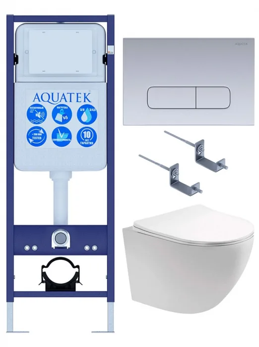 Комплект AQUATEK SET ЕВРОПА T-17-KDI14 (рама INS-0000017+клавиша KDI-0000014+крепеж KKI-0000002+унитаз Европа AQ1900T-00 с сиденьем)