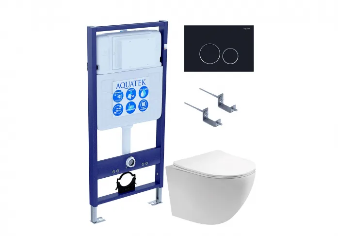 Комплект AQUATEK SET ЕВРОПА T KDI20 (рама Standard INS-0000012 с клавишей KDI-0000020 и крепежом KKI-0000002+унитаз AQ1900T-00 с сиденьем)