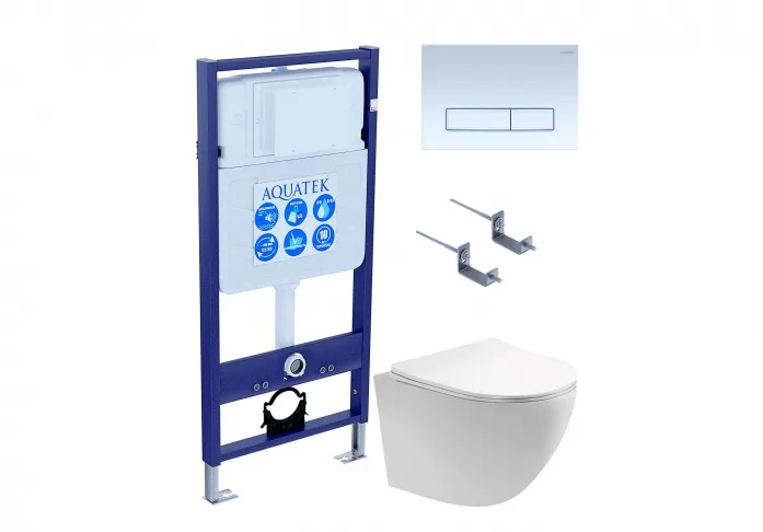 Комплект AQUATEK SET ЕВРОПА T KDI21 (рама Standard INS-0000012 с клавишей KDI-0000021 и крепежом KKI-0000002+унитаз AQ1900T-00 с сиденьем)