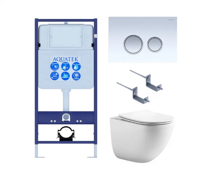 Комплект AQUATEK SET ГЕЛИОС-028 (рама Standard INS-0000012+клавиша KDI-0000028+крепеж KKI-0000002+унитаз AQ1993T-00 с сиденьем)