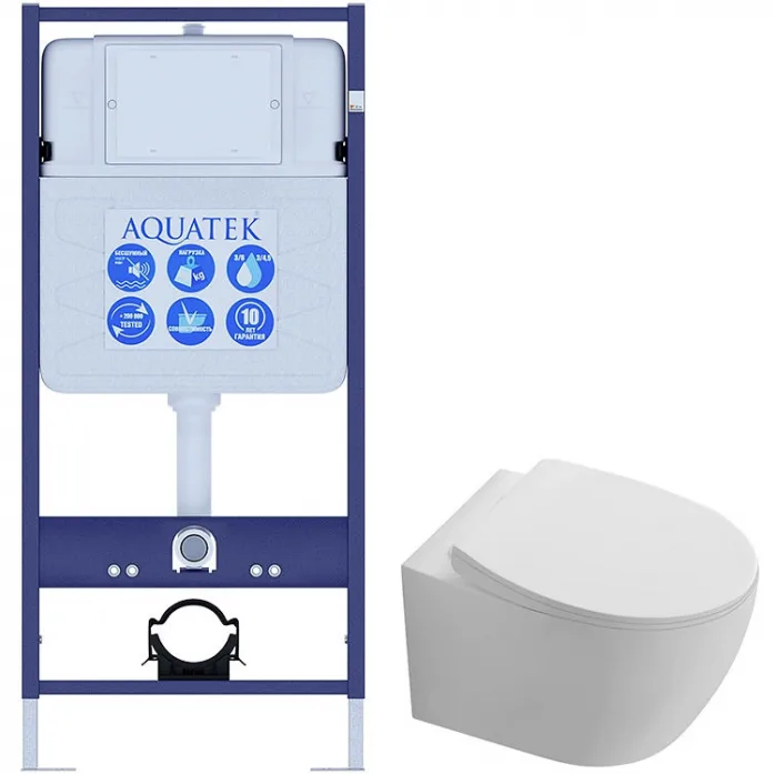 Комплект AQUATEK SET СИРИУС (рама Standard INS-0000012 без клавиши и крепежа + унитаз Сириус AQ1582T-00 с сиденьем)