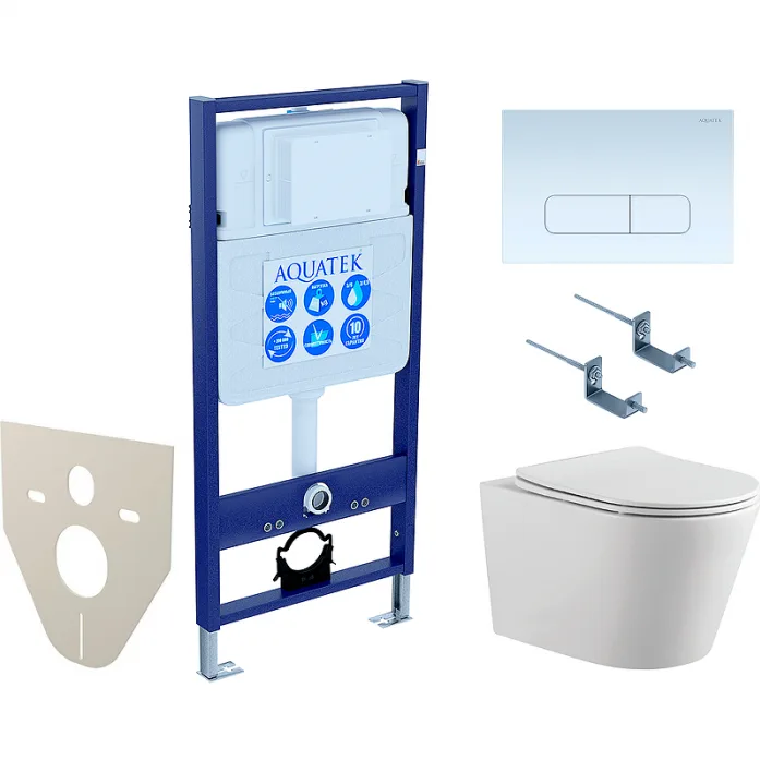 Комплект AQUATEK SET ВЕГА-1905-013 KK-1 (рама Standard INS-0000012 с клавишей KDI-0000013 и крепежом KKI-0000001+унитаз Вега AQ1905-00 с сиденьем)
