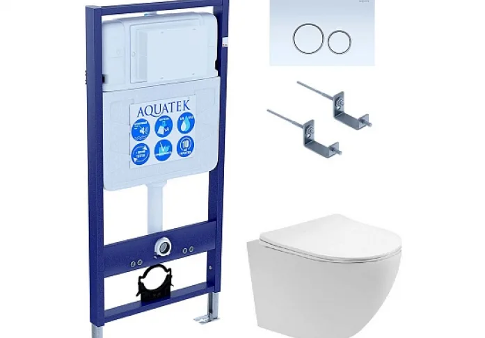 Комплект SET AQUATEK ЕВРОПА T KDI15 (рама Standard INS-0000012 с клавишей KDI-0000015 и крепежом KKI-0000002+унитаз Европа AQ1900T-00 с сиденьем)