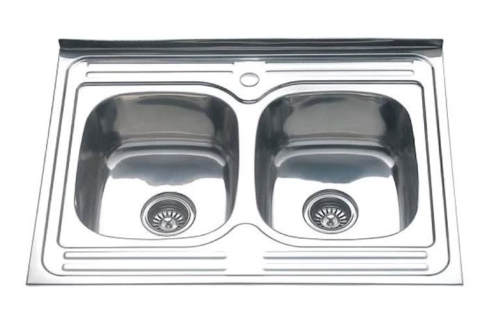 МОЙКА НАКЛАДНАЯ 800*600*0,8-180-2-Х ЧАШ.3,5" ПОЛИРОВ.+СИФОН